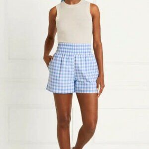 Hill House Livie Shorts Blue Clip Dot Check
